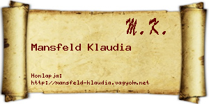 Mansfeld Klaudia névjegykártya